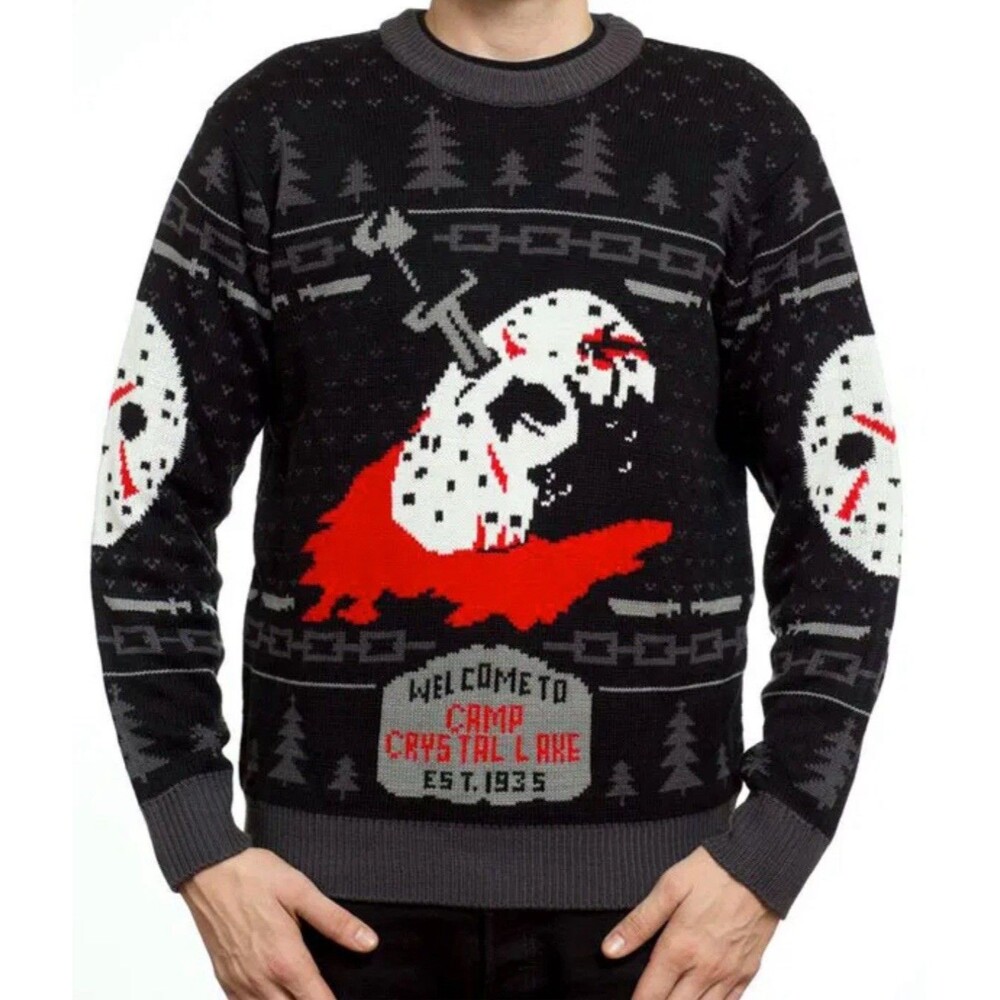 Friday The 13th Jason Voorhees Horror Christmas Sweater Middle Of Beyond Sz XS
